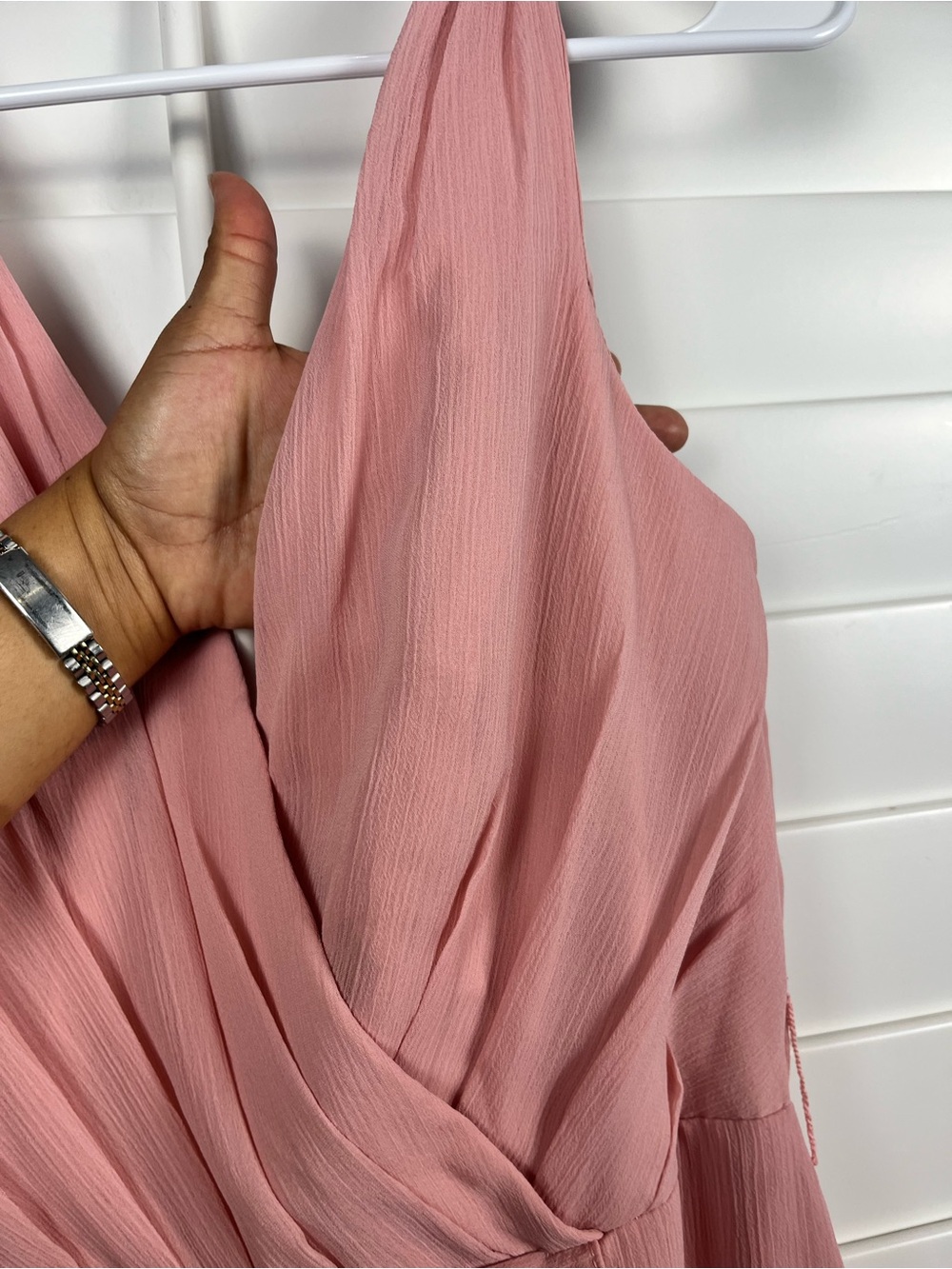 Vera Wang White Blush Pink Chiffon Ruffle Maxi Dress Formal Size 4 - Picture 14 of 14
